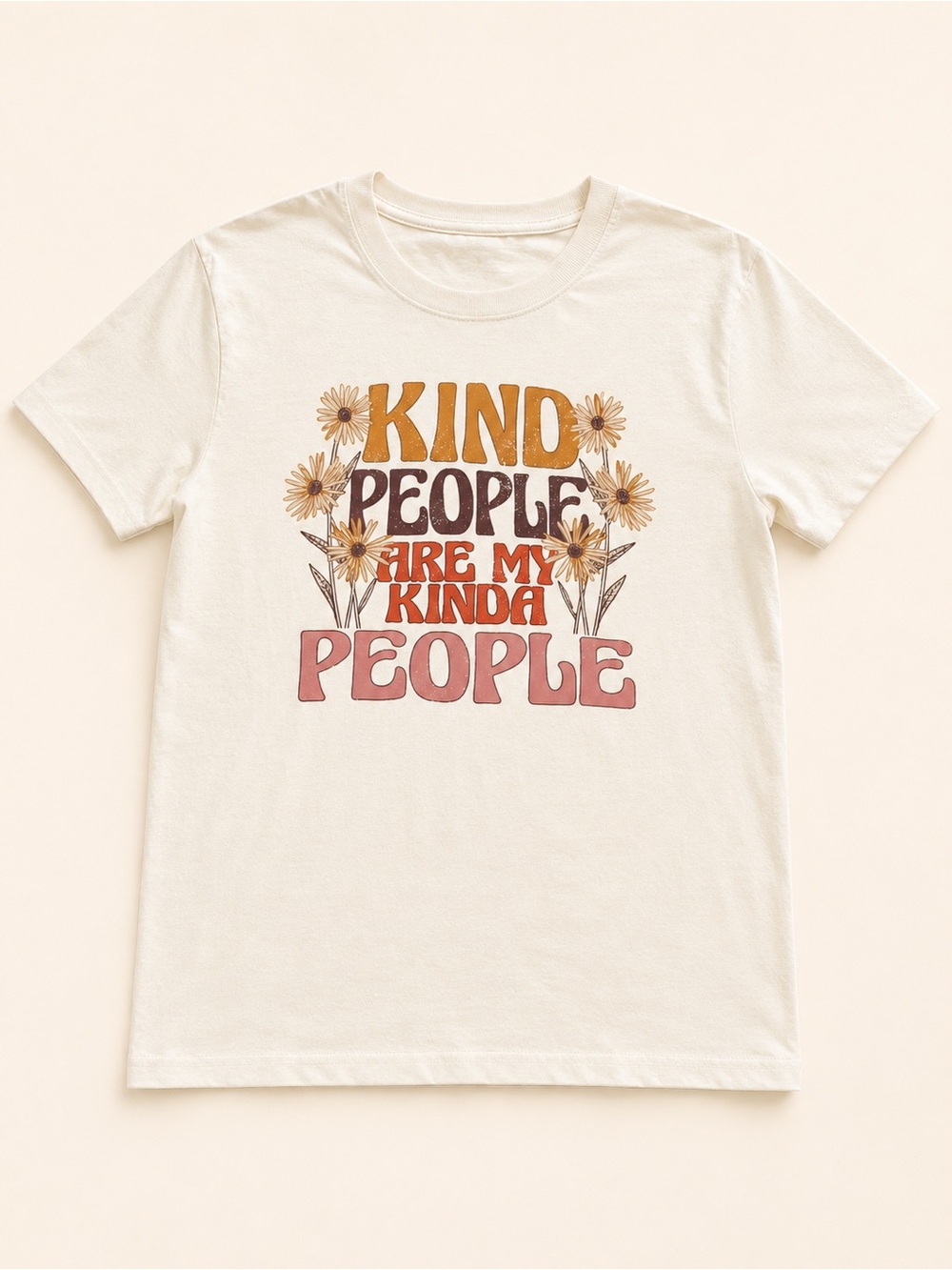 Maurices Cream Short-Sleeve Tee with Retro Floral Graphic